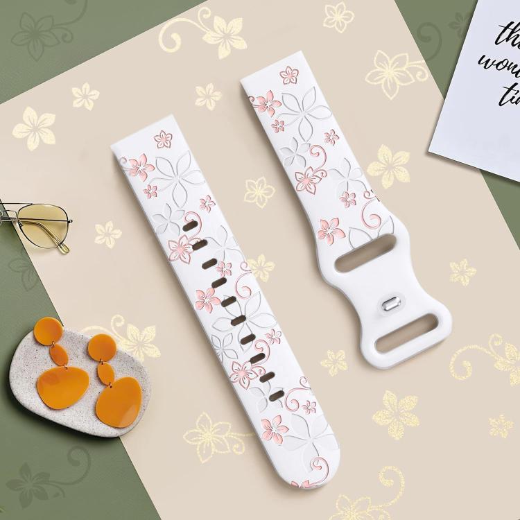 Two Color Bauhinia Embossed Silicone Watch Band, 20mm