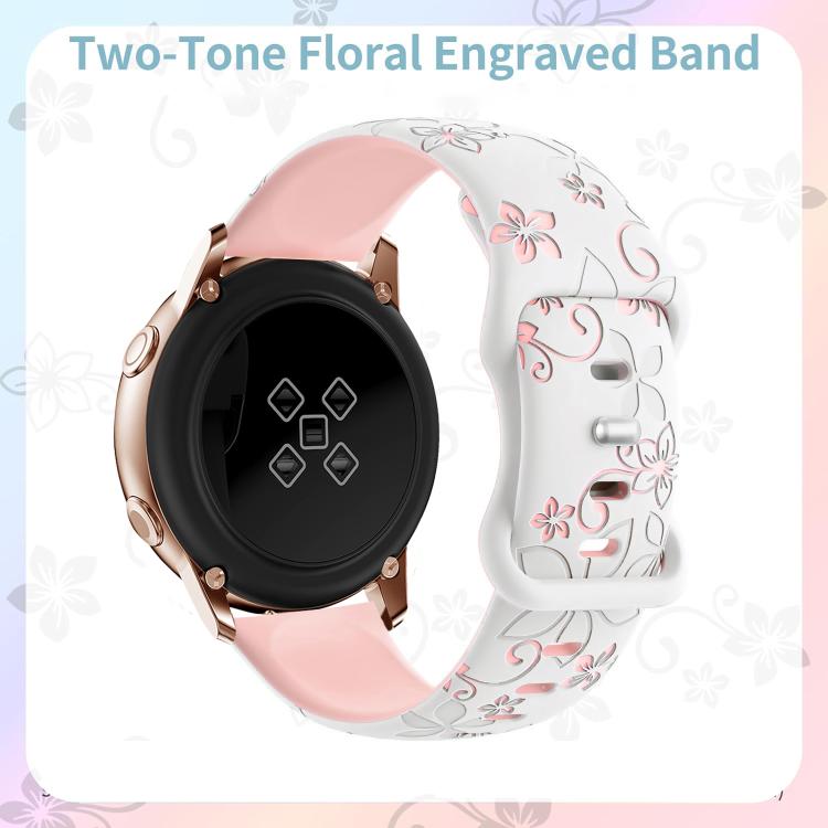 Two Color Bauhinia Embossed Silicone Watch Band, 20mm
