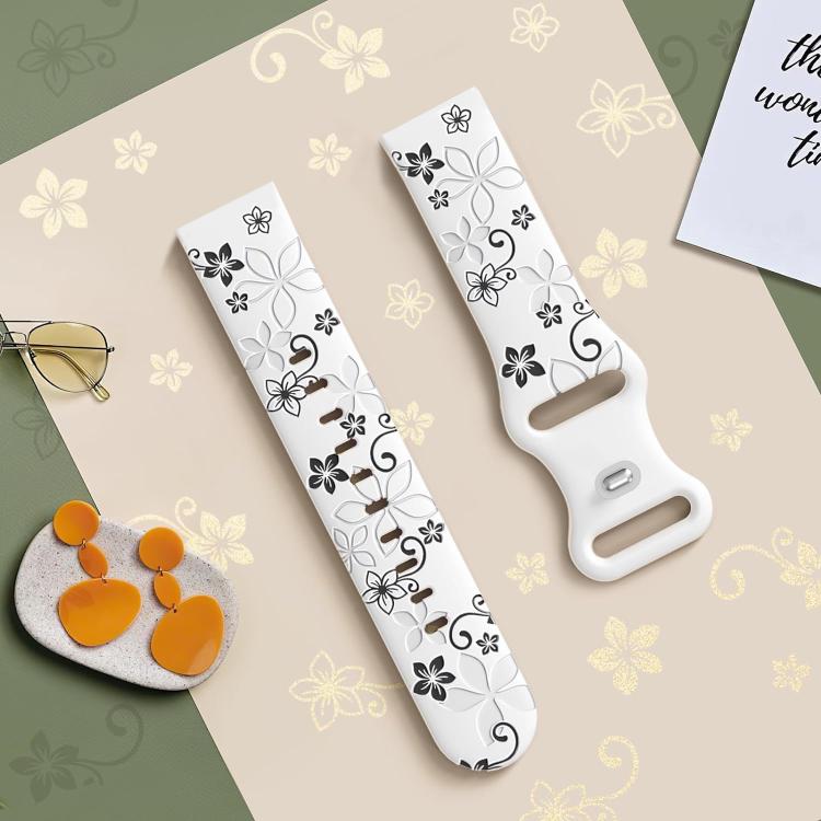 Two Color Bauhinia Embossed Silicone Watch Band, 20mm