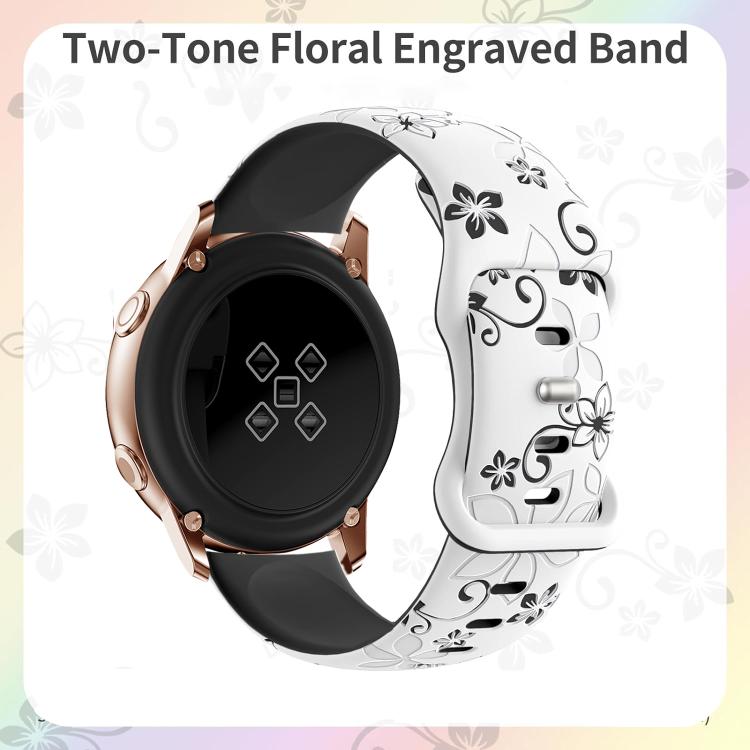Two Color Bauhinia Embossed Silicone Watch Band, 20mm