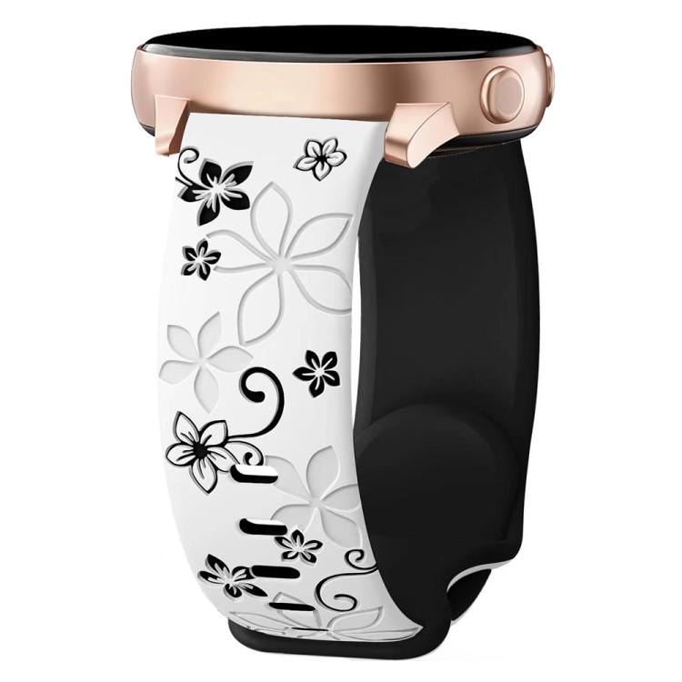 Two Color Bauhinia Embossed Silicone Watch Band, 20mm