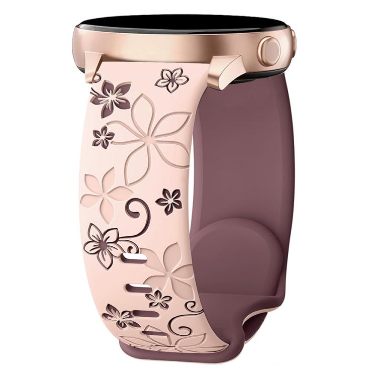 Two Color Bauhinia Embossed Silicone Watch Band, 20mm