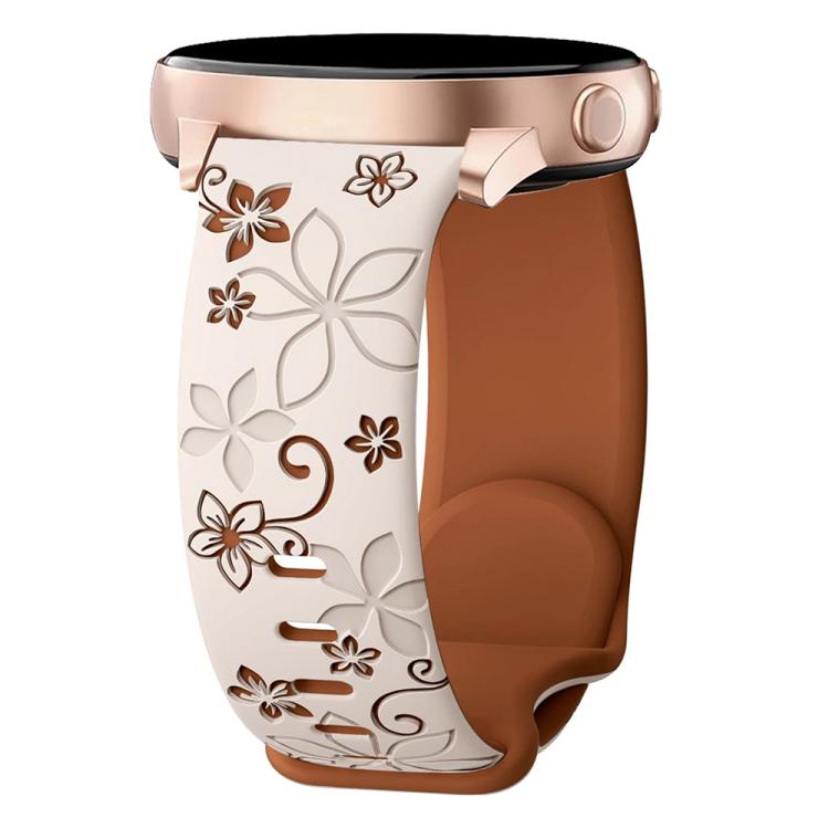 Two Color Bauhinia Embossed Silicone Watch Band, 20mm