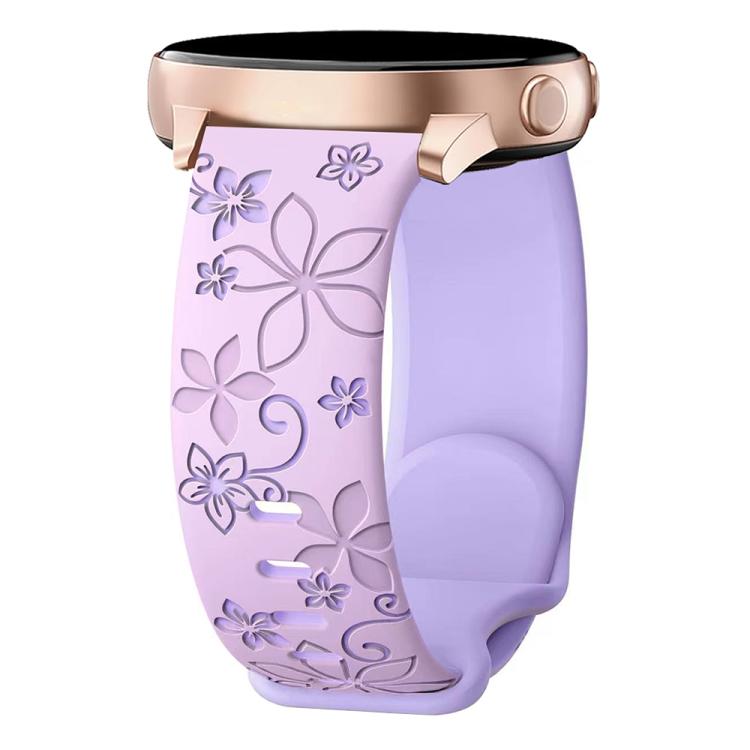 Two Color Bauhinia Embossed Silicone Watch Band, 20mm