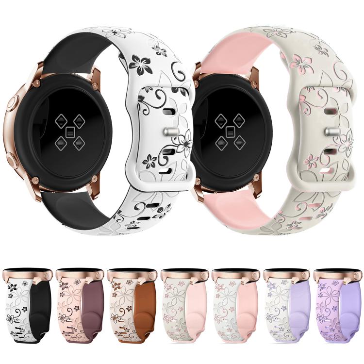 Two Color Bauhinia Embossed Silicone Watch Band, 20mm