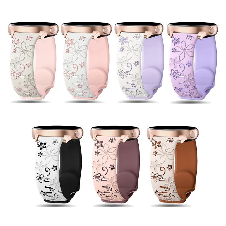Two Color Bauhinia Embossed Silicone Watch Band, 20mm