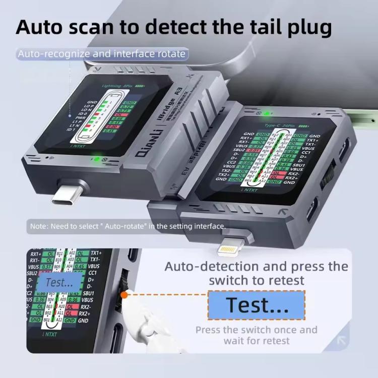 Qianli iBridge A3 Tail Plug Comprehensive Analysis Tester for Lightning & Type-C Interface Devices, Qianli iBridge A3