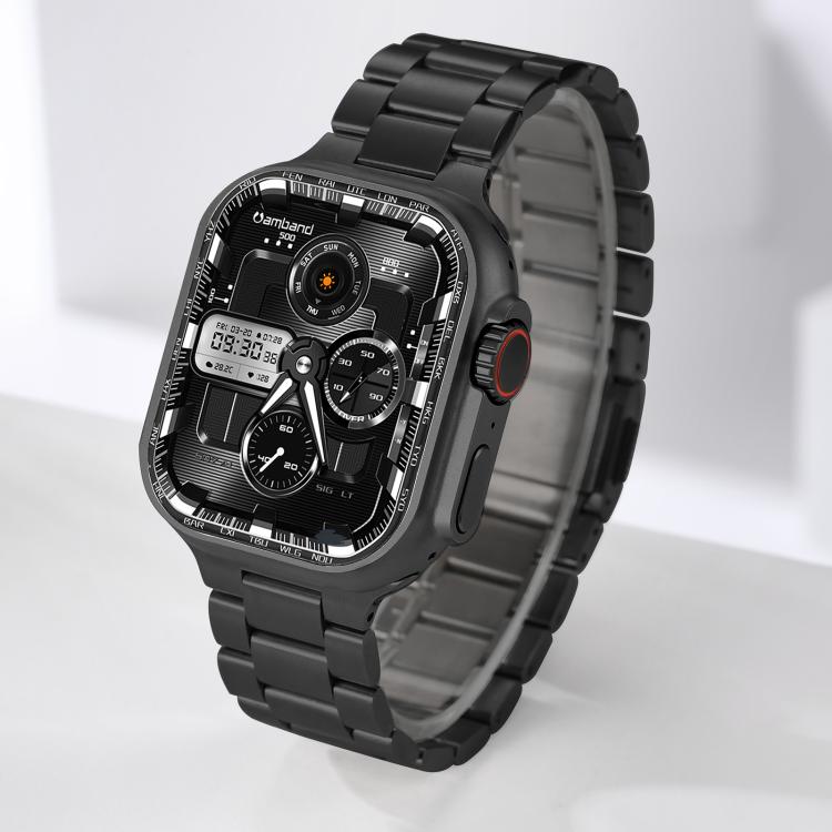 Norman Clasp Three-Link Titanium Alloy Watch Band, For Apple Watch 46mm / 49mm / 45mm / 44mm