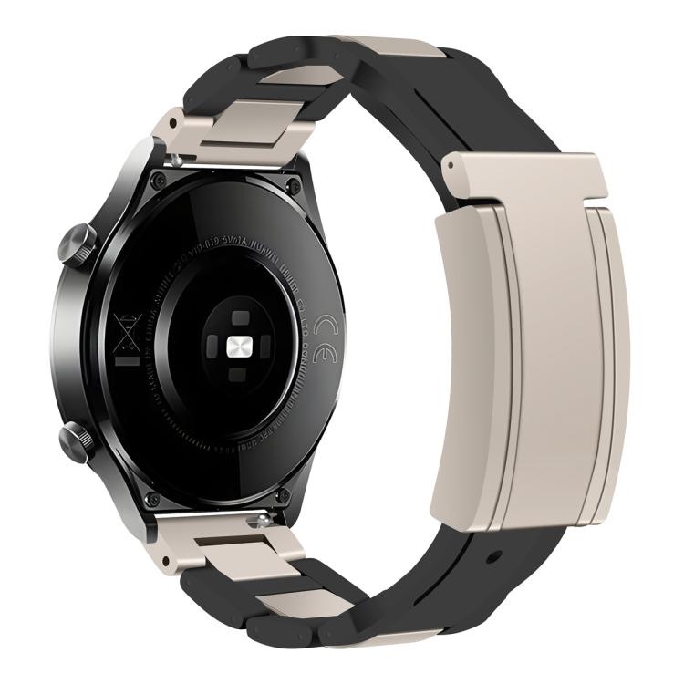 Folding Magnetic Buckle Stainless Steel Rubber Watch Band, 20mm