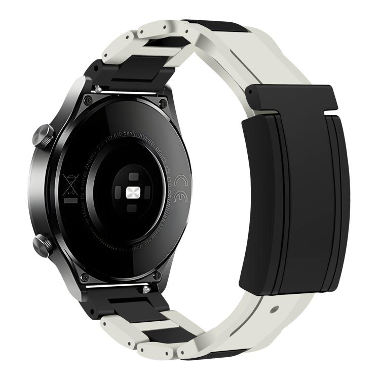 Folding Magnetic Buckle Stainless Steel Rubber Watch Band, 20mm