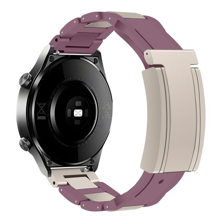 Folding Magnetic Buckle Stainless Steel Rubber Watch Band, 20mm
