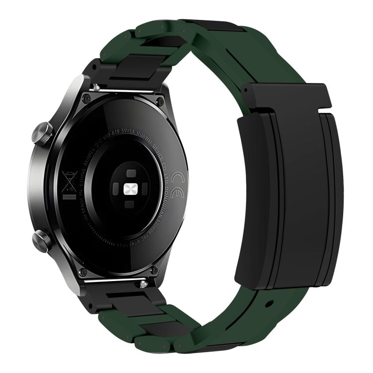 Folding Magnetic Buckle Stainless Steel Rubber Watch Band, 20mm