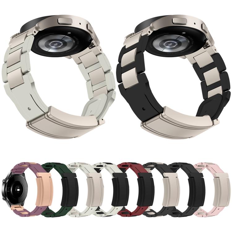 Folding Magnetic Buckle Stainless Steel Rubber Watch Band, 20mm