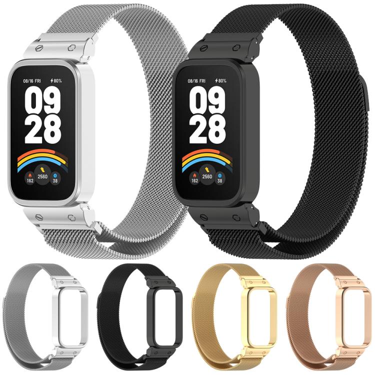 xDfind Watch Frame Integrated Milan Magnetic Metal Watch Band, For Xiaomi Band 10 Pro/9 Pro/Redmi Watch 6/5/4, For Redmi Band 3 / Xiaomi Smart Band 9 Active, For Redmi Band 2 / Xiaomi Smart Band 8 Active