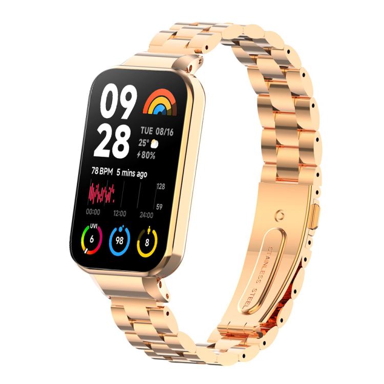 xDfind Watch Frame Integrated Three Beads Metal Watch Band, For Redmi Band 3 / Xiaomi Smart Band 9 Active, For Redmi Band 2 / Xiaomi Smart Band 8 Active, For Xiaomi Mi Band 8 Pro