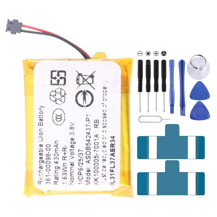 Battery Replacement, For Garmin venu 2S 361-00137-10 225mAh, For Garmin Approach S60 361-00097-00 300mAh, For Garmin Fenix 6X / 6X Pro 361-00126-00 455mAh, For Garmin Fenix 5X / 5X Plus 361-00098-00 500mAh, For Garmin Fenix 5S / 5S Plus 361-00096-00 28...