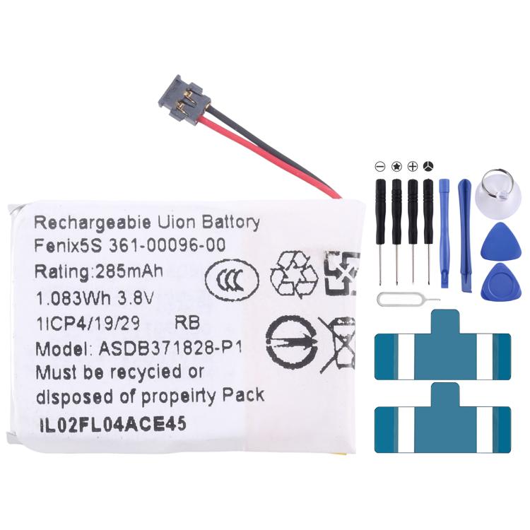 Battery Replacement, For Garmin venu 2S 361-00137-10 225mAh, For Garmin Approach S60 361-00097-00 300mAh, For Garmin Fenix 6X / 6X Pro 361-00126-00 455mAh, For Garmin Fenix 5X / 5X Plus 361-00098-00 500mAh, For Garmin Fenix 5S / 5S Plus 361-00096-00 28...