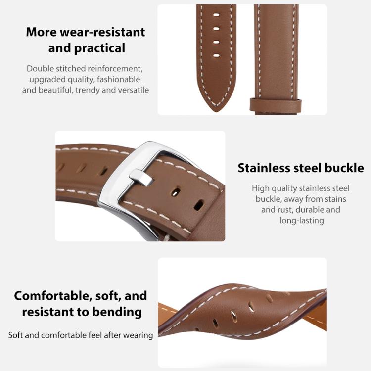 xDfind Flat Head Black Shark Fine Grain Leather Watch Band, For Samsung Galaxy Watch Ultra / Ultra 2025, For Samsung Galaxy Watch8 / Watch8 Classic, For Samsung Galaxy Watch7 / FE / 6 / 5 / 4