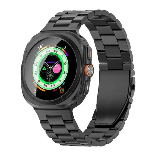 Three Beads Flat Buckle Titanium Alloy Watch Band, For Samsung Galaxy Watch Ultra / Ultra 2025, For Samsung Galaxy Watch8 / Watch8 Classic