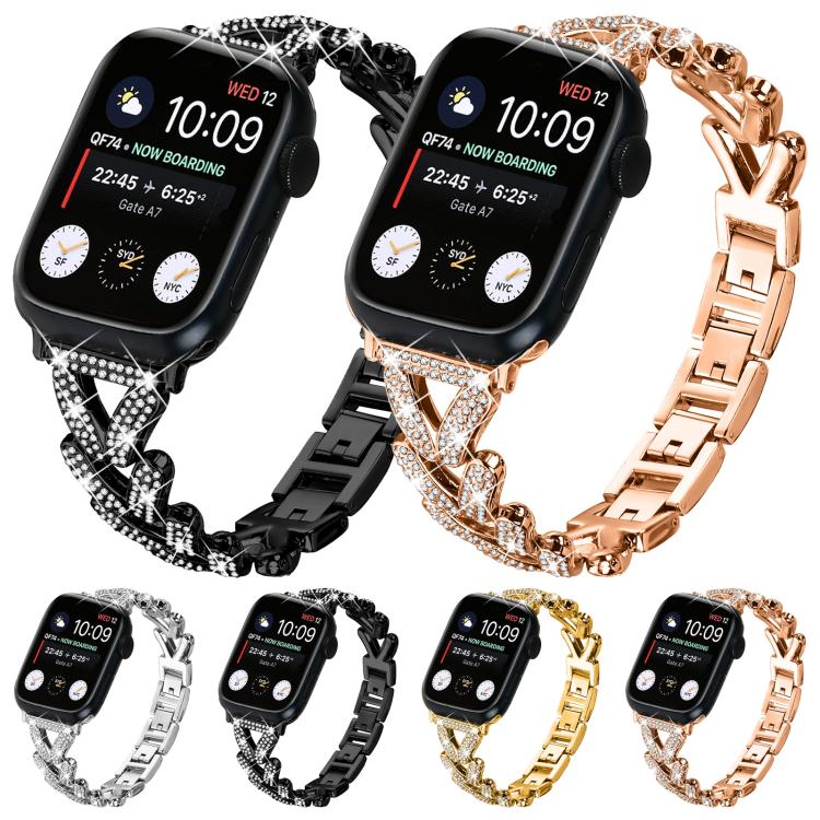 xDfind Small Twist Diamond Metal Watch Band, For Apple Watch 38 / 40 / 41 / S10 42mm 20mm