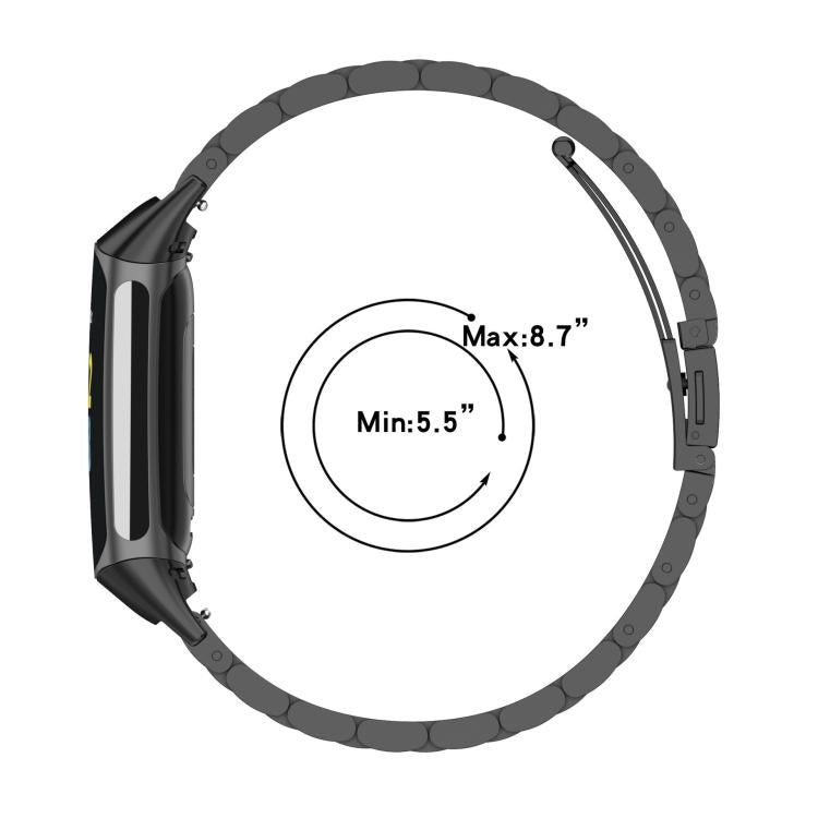 Tri-beads Flat Buckle Titanium Alloy Watch Band, For Fitbit Charge 6 / 5, For Fitbit Versa 4 / 3 / Sense / Sense 2, For Fitbit Charge 4 / 3