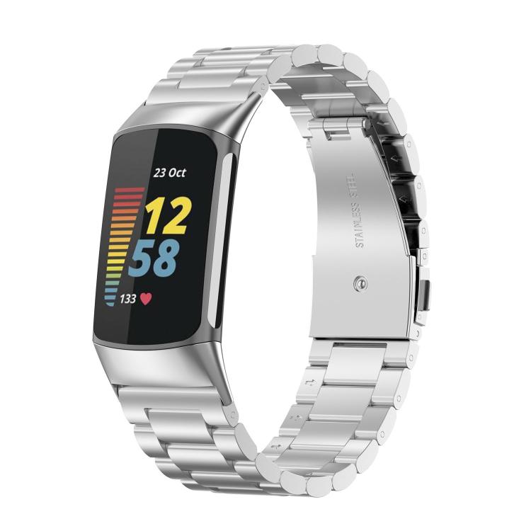 Tri-beads Flat Buckle Titanium Alloy Watch Band, For Fitbit Charge 6 / 5, For Fitbit Versa 4 / 3 / Sense / Sense 2, For Fitbit Charge 4 / 3