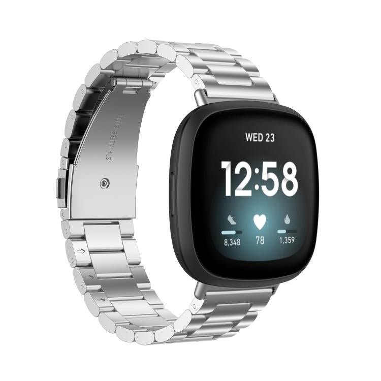 Tri-beads Flat Buckle Titanium Alloy Watch Band, For Fitbit Charge 6 / 5, For Fitbit Versa 4 / 3 / Sense / Sense 2, For Fitbit Charge 4 / 3