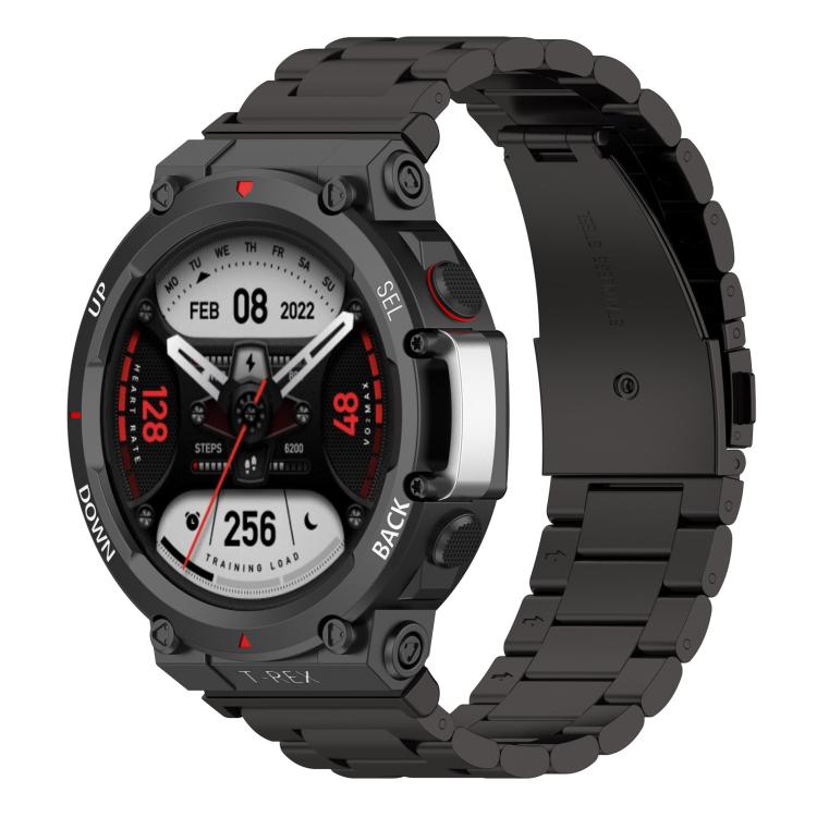 Tri-beads Flat Buckle Titanium Alloy Watch Band, For Huami Amazfit T-REX 3 A2322, For Huami Amazfit Active Edge A2212 / A2213, For Huami Amazfit T-Rex 2, For Huami Amazfit T-Rex Pro A1918