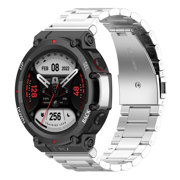 Tri-beads Flat Buckle Titanium Alloy Watch Band, For Huami Amazfit T-REX 3 A2322, For Huami Amazfit Active Edge A2212 / A2213, For Huami Amazfit T-Rex 2, For Huami Amazfit T-Rex Pro A1918