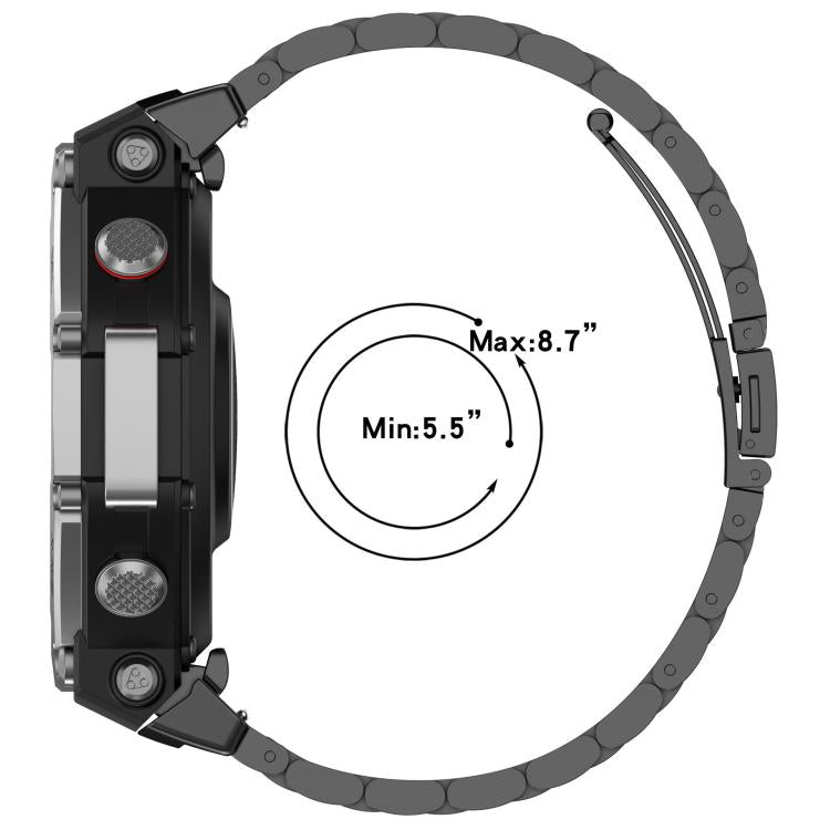 Tri-beads Flat Buckle Titanium Alloy Watch Band, For Huami Amazfit T-REX 3 A2322, For Huami Amazfit Active Edge A2212 / A2213, For Huami Amazfit T-Rex 2, For Huami Amazfit T-Rex Pro A1918