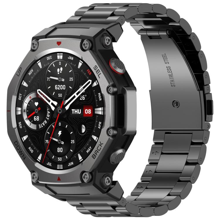 Tri-beads Flat Buckle Titanium Alloy Watch Band, For Huami Amazfit T-REX 3 A2322, For Huami Amazfit Active Edge A2212 / A2213, For Huami Amazfit T-Rex 2, For Huami Amazfit T-Rex Pro A1918