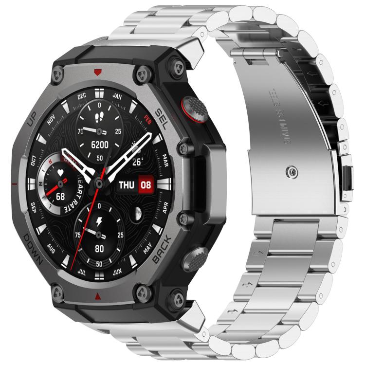 Tri-beads Flat Buckle Titanium Alloy Watch Band, For Huami Amazfit T-REX 3 A2322, For Huami Amazfit Active Edge A2212 / A2213, For Huami Amazfit T-Rex 2, For Huami Amazfit T-Rex Pro A1918