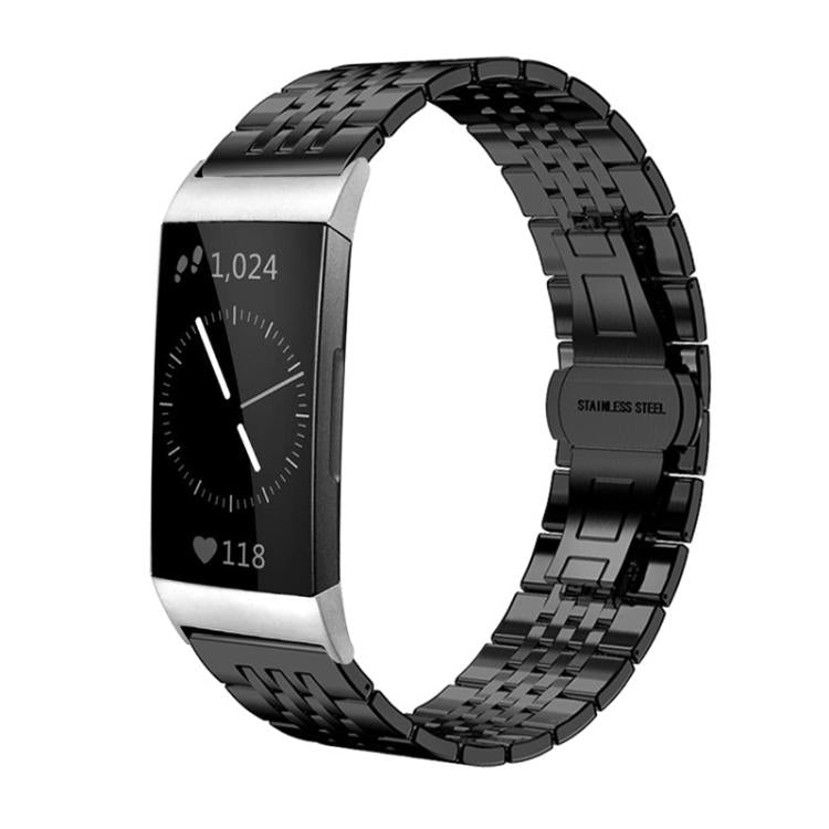 xDfind Seven-bead Solid Stainless Steel Watch Band, For Fitbit Charge 6 / 5 18mm, For Fitbit Versa 4 / 3 / Sense2 / 1 20mm, For Fitbit Charge 4 / 3 18mm