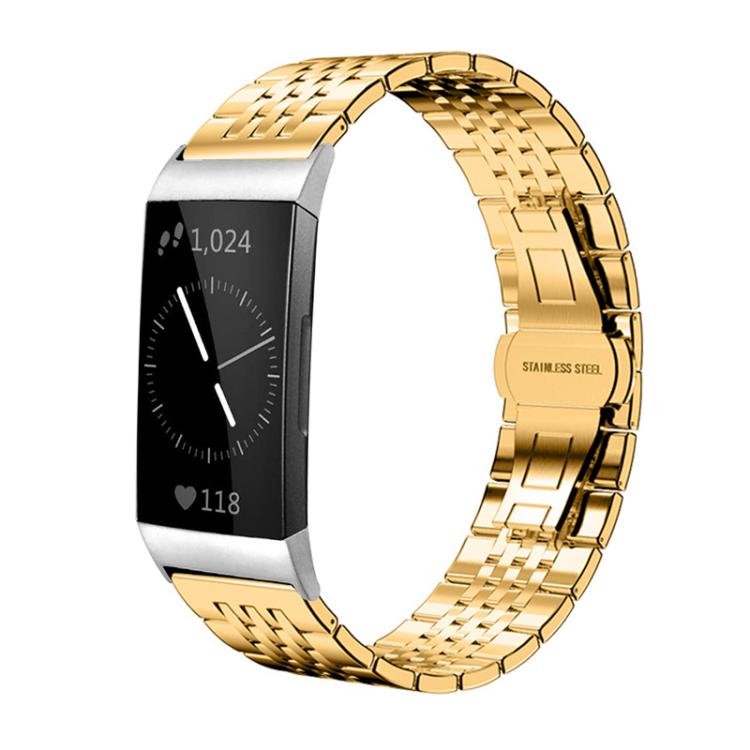 xDfind Seven-bead Solid Stainless Steel Watch Band, For Fitbit Charge 6 / 5 18mm, For Fitbit Versa 4 / 3 / Sense2 / 1 20mm, For Fitbit Charge 4 / 3 18mm