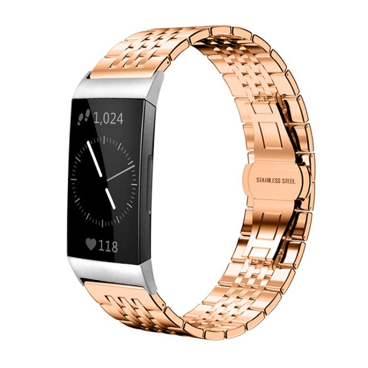 xDfind Seven-bead Solid Stainless Steel Watch Band, For Fitbit Charge 6 / 5 18mm, For Fitbit Versa 4 / 3 / Sense2 / 1 20mm, For Fitbit Charge 4 / 3 18mm