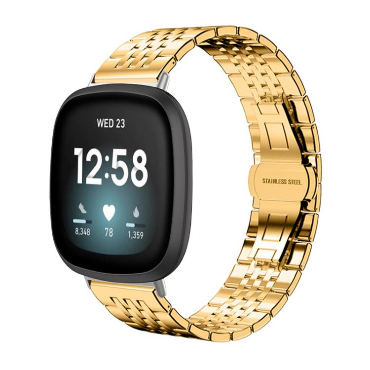 xDfind Seven-bead Solid Stainless Steel Watch Band, For Fitbit Charge 6 / 5 18mm, For Fitbit Versa 4 / 3 / Sense2 / 1 20mm, For Fitbit Charge 4 / 3 18mm