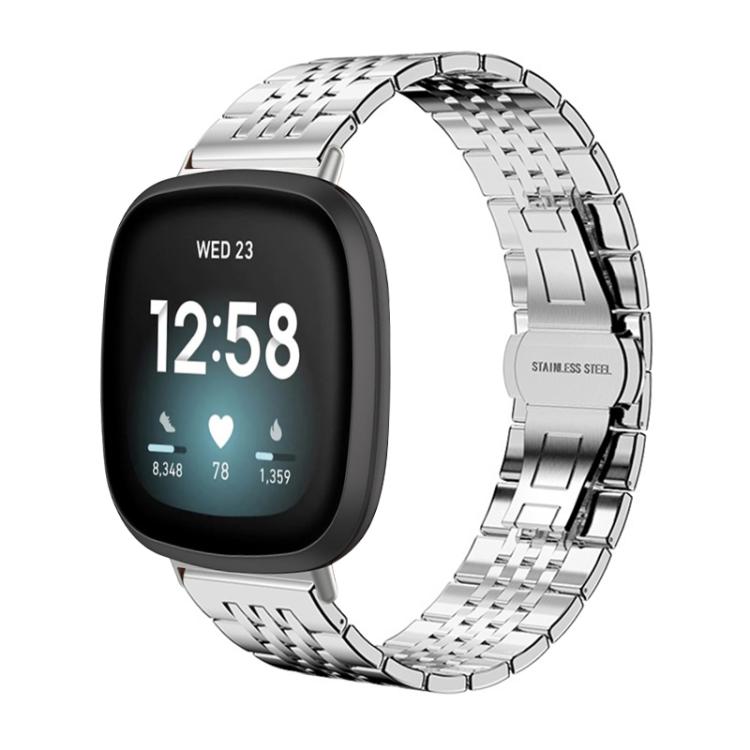 xDfind Seven-bead Solid Stainless Steel Watch Band, For Fitbit Charge 6 / 5 18mm, For Fitbit Versa 4 / 3 / Sense2 / 1 20mm, For Fitbit Charge 4 / 3 18mm