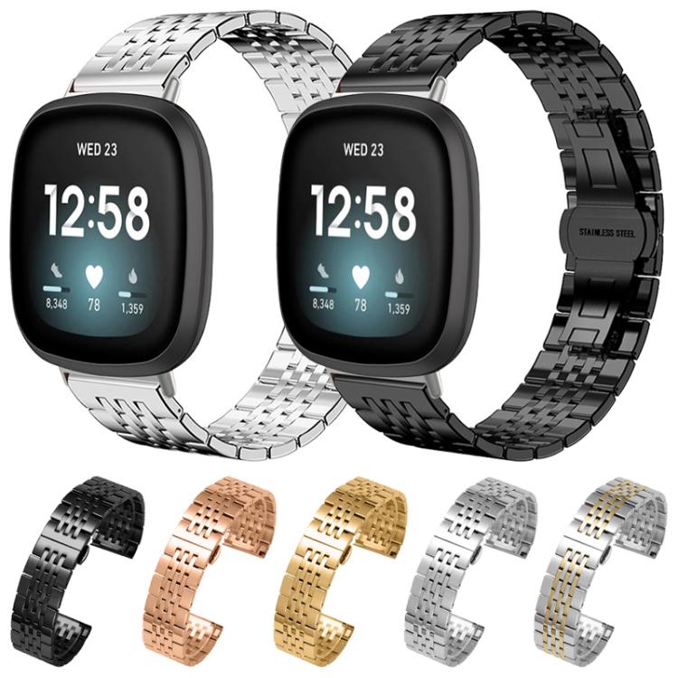 xDfind Seven-bead Solid Stainless Steel Watch Band, For Fitbit Charge 6 / 5 18mm, For Fitbit Versa 4 / 3 / Sense2 / 1 20mm, For Fitbit Charge 4 / 3 18mm