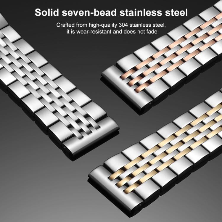 xDfind Seven-bead Solid Stainless Steel Watch Band, For Fitbit Charge 6 / 5 18mm, For Fitbit Versa 4 / 3 / Sense2 / 1 20mm, For Fitbit Charge 4 / 3 18mm
