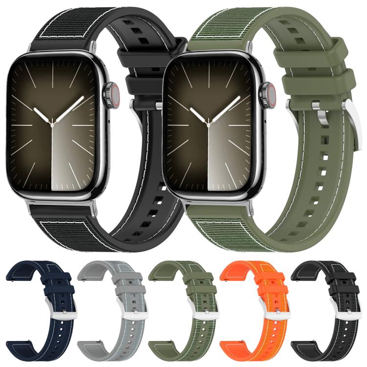 xDfind Hybrid Nylon Braid Silicone Watch Band, For Apple Watch 42 / 44 / 45 / 46 / 49mm 22mm, For Apple Watch 38 / 40 / 41 / S10 42mm 20mm