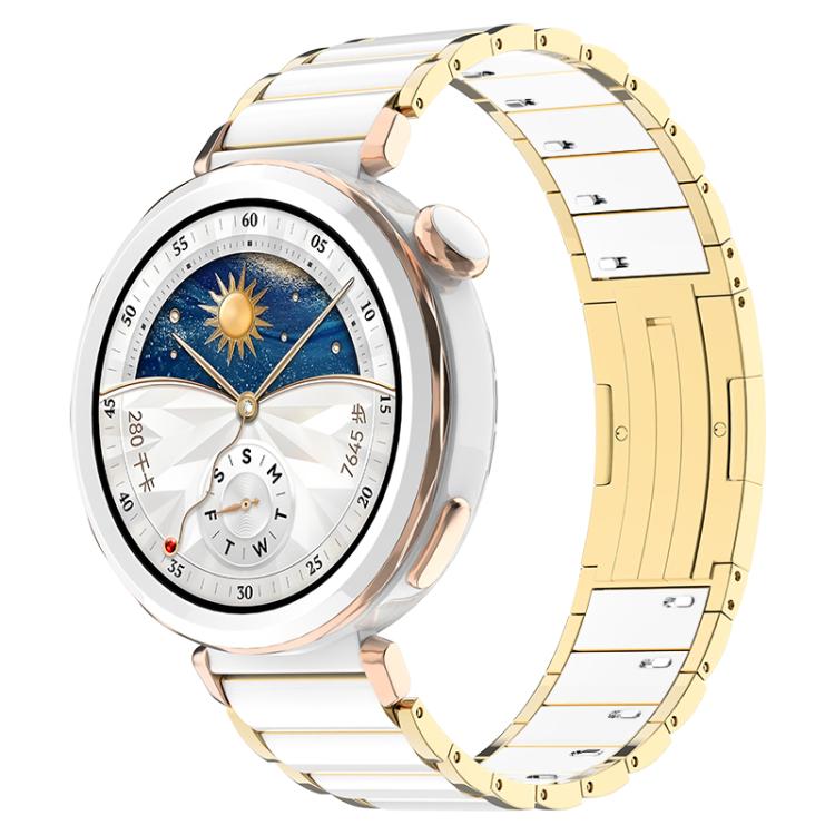 Ceramic Quick Release Folding Buckle Stainless Steel Watch Band, 18mm
