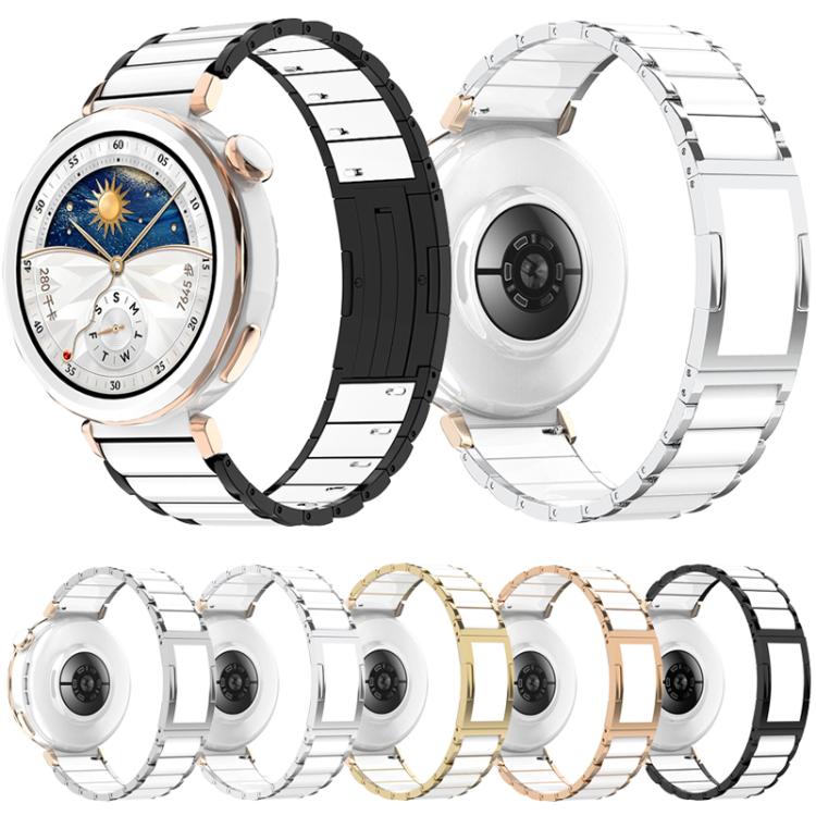 Ceramic Quick Release Folding Buckle Stainless Steel Watch Band, 18mm