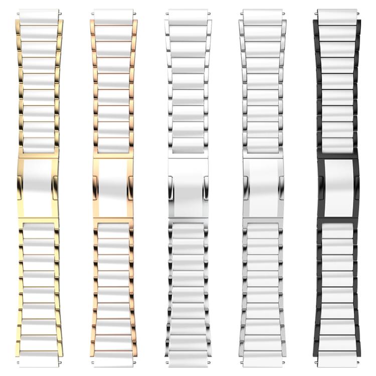 Ceramic Quick Release Folding Buckle Stainless Steel Watch Band, 18mm