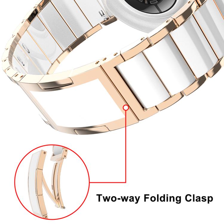 Ceramic Quick Release Folding Buckle Stainless Steel Watch Band, 18mm
