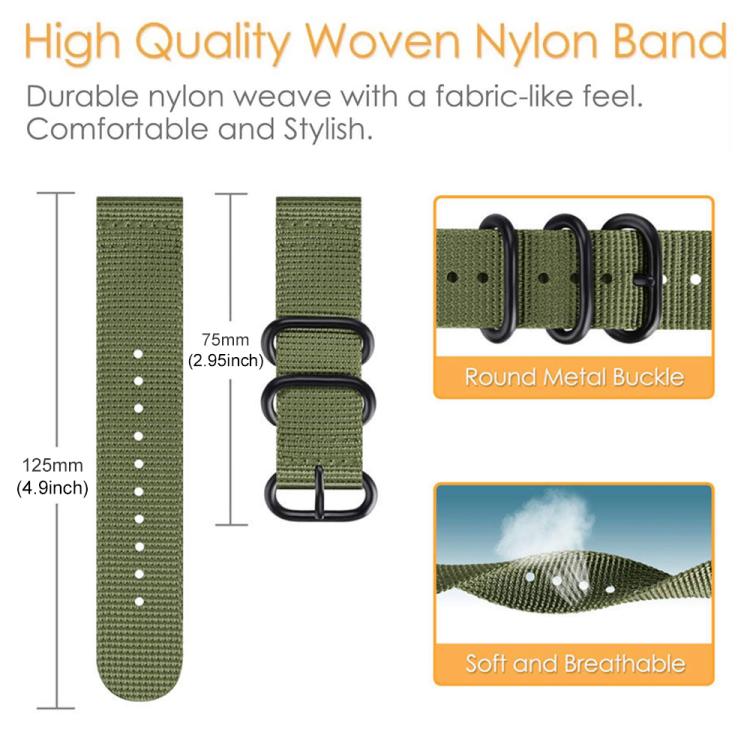 xDfind Ring Buckle Nylon Canvas Watch Band, For Amazfit T-Rex 3