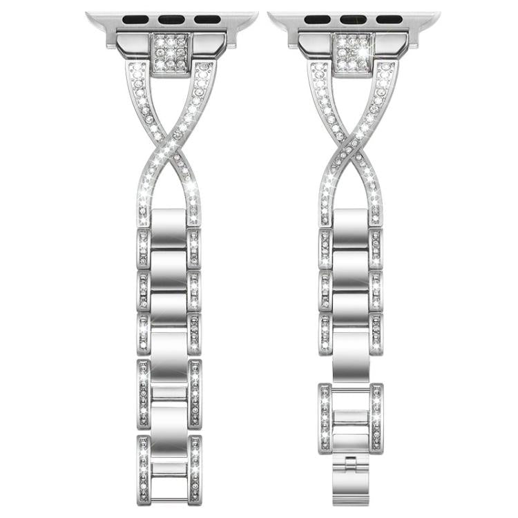 xDfind X-Shaped Single Row Diamond Metal Watch Band, For Apple Watch 42 / 44 / 45 / 46 / 49mm, For Apple Watch 38 / 40 / 41 / S10 42mm