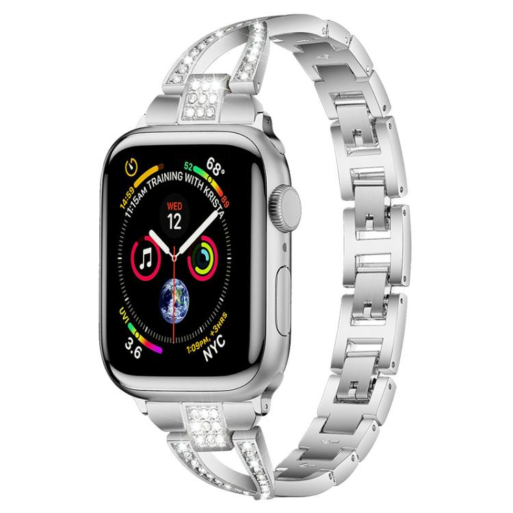 xDfind X-Shaped Single Row Diamond Metal Watch Band, For Apple Watch 42 / 44 / 45 / 46 / 49mm, For Apple Watch 38 / 40 / 41 / S10 42mm