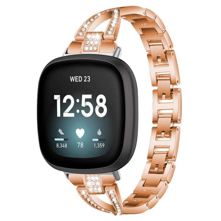 xDfind X-Shaped Single Row Diamond Metal Watch Band, For Fitbit Versa 4 / 3 / Sense 2 / Sense