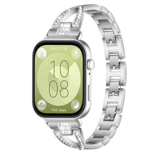 xDfind X-Shaped Single Row Diamond Metal Watch Band, For Huawei Watch Fit4 / Fit4 Pro / Fit3
