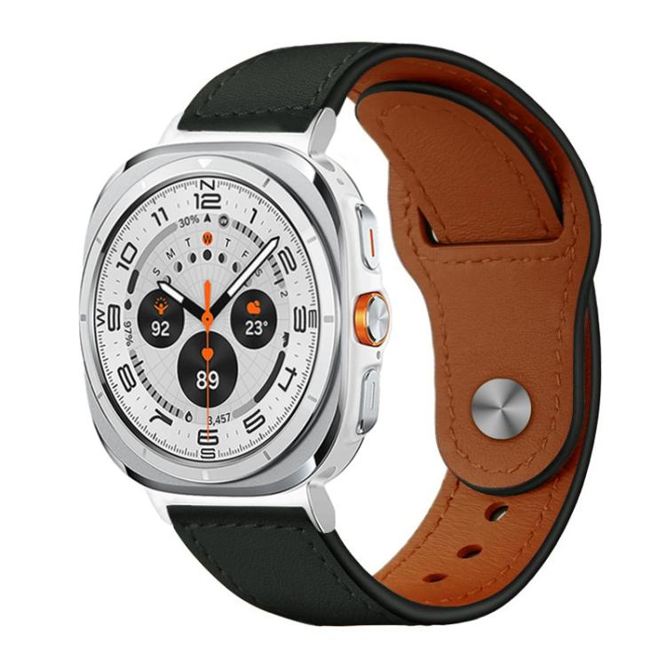 xDfind Rivet Buckle Genuine Leather Watch Band, For Galaxy Watch Ultra2 2026 / 2025 / 1 2024, For Galaxy Watch9 / 8 / 8 Classic
